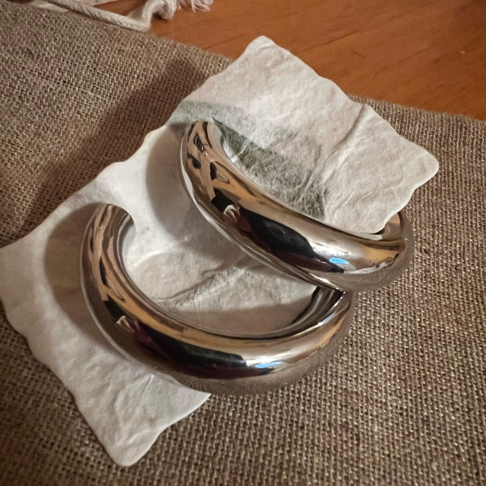 Thick Silver Hoop Earrings